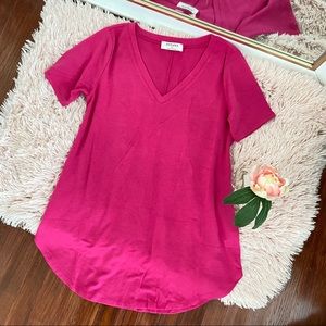 ZENANA hot pink v-neck tunic